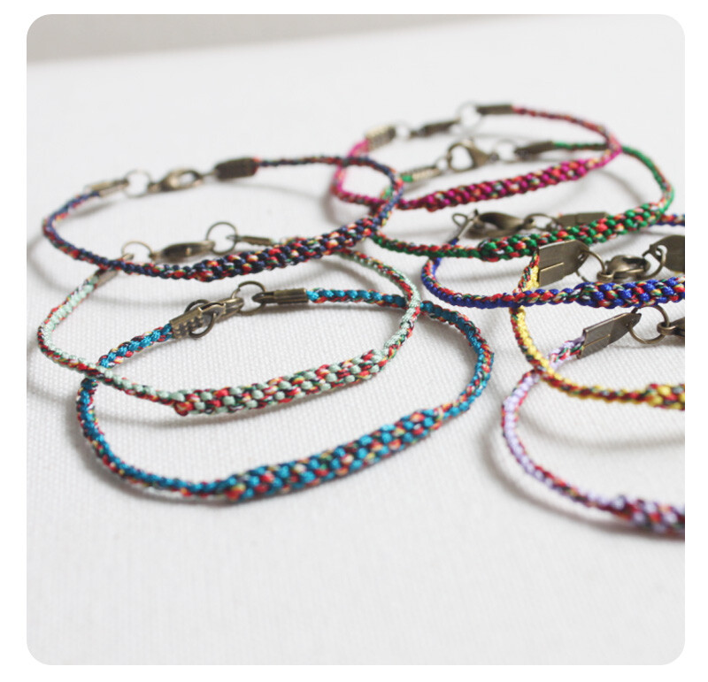 定制台湾进口玉线手工艺朋友友谊手链男女编织手绳手镯friendship