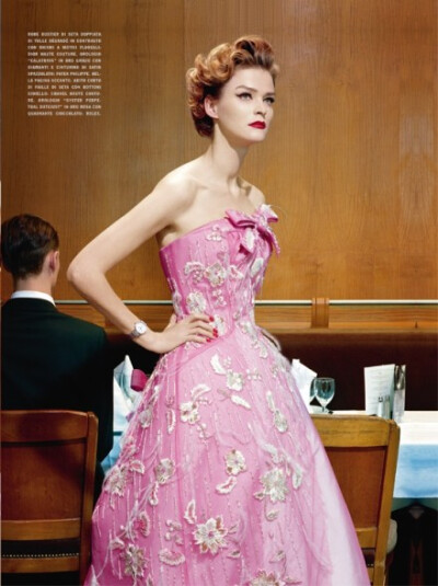 “A Precious Glam” Carmen Kass by Miles Aldridge for Vogue Italia Couture Supplement