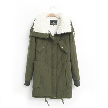 棉衣女款2013新款 中长款羊羔毛休闲时尚女装 韩版棉服女冬装外套