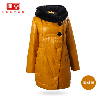 雁皇 羽绒服女正品清仓 时尚毛领中长款 大码 加厚外套 潮YF655。