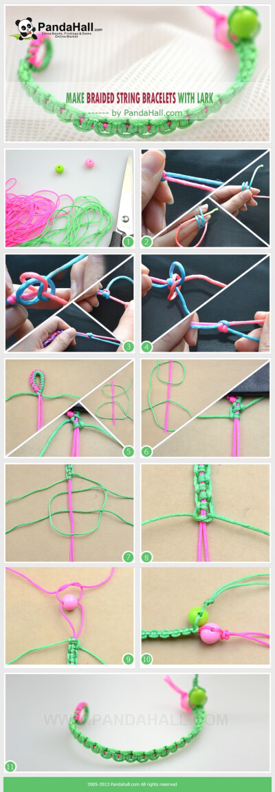 Today I will present you one kind of beautiful and simple string bracelets; this article is going to teach you how to make braided string bracelets with lark’s head knots.