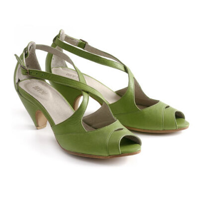 green Leather sandals, High heels shoes