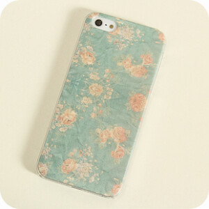 件彩绘菘蓝绿色小碎花iphones苹果iphone手机壳保护套