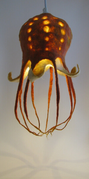 OOAK Handfelted Octopus Lily Hanging Art Lamp by ShanaKohnstamm, $275.00    Nice job Shana!