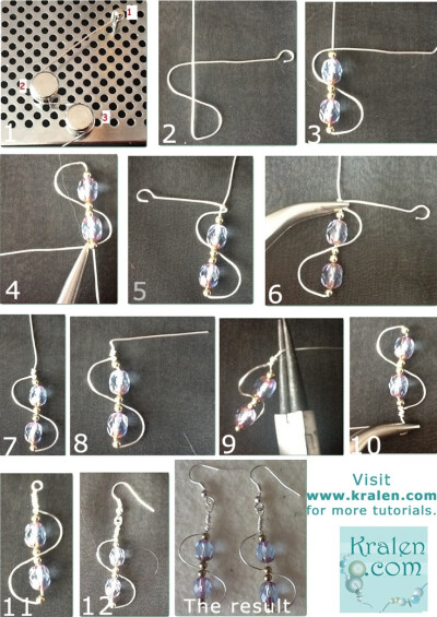 Free tutorial on http://www.kralen.com/Instructies/Wire/Dikke%20wire/Dollar%20oorbel/9122/ for making your own earrings with 20 gauge wire. #beads #diy #tutorial