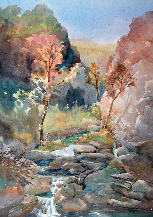 王云功 水彩写生 - 屋檐下的雨滴声 - 未雨绸缪