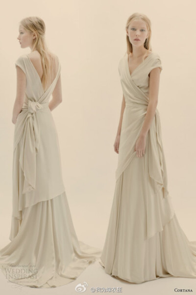 Cortana Wedding Dresses，一组素雅唯美的婚纱，雪纺薄纱与缎面的结合，流露出柔美轻盈的气质