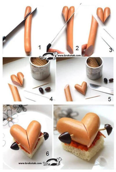 How to make heart shape sausages step by step