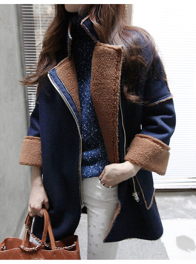 韩国代购牛仔外套女潮牛仔外套冬装女羊羔绒外套中长款保暖外套潮