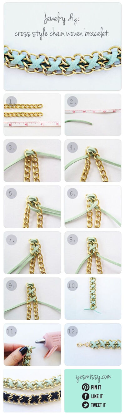 DIY手链 Bracelet - Tutorial for chain and suede bracelet