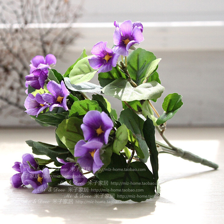 米子家居仿真饰品高档仿真花假花干花装饰花绢花娟花紫色海棠花