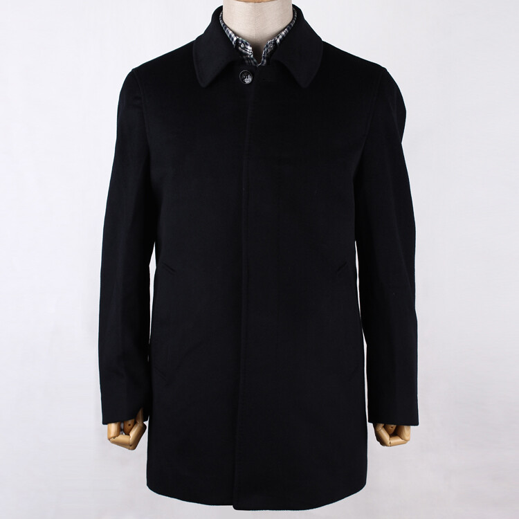 2013恒源祥专柜正品秋冬装老年长款大衣男式纯色羊毛大衣外套男装。