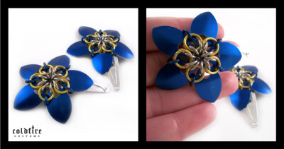 Blue and Yellow Flower Clips by coldfirecustoms