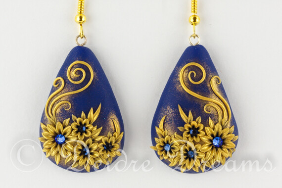 A Starry Night Flower Earrings by DeidreDreams