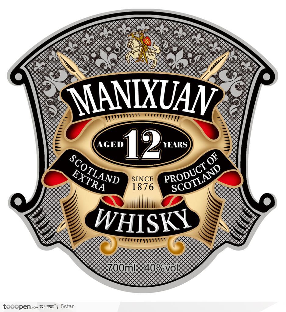 洋酒威士忌的包装酒标签设计