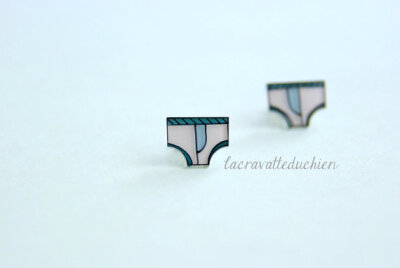 Brief earrings, Boy's pants studs, tighty whities jewelry, unusual gift for her