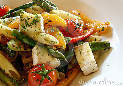 Penne pasta with mixed vegetables