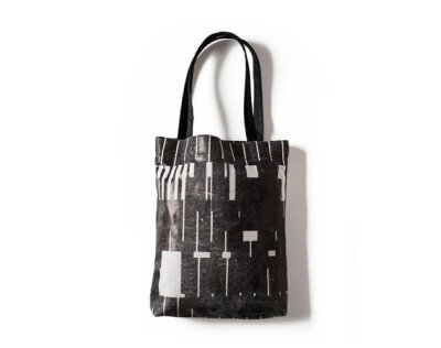 Everyday Black Tote Bag. Hand screen printed canvas bag with vegan leather straps