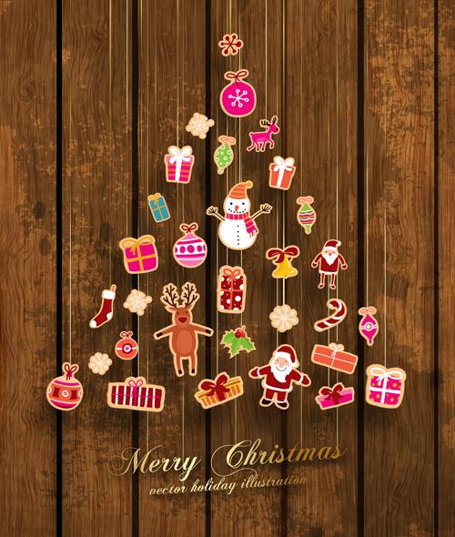 圣诞节雪人礼盒彩球圣诞老人小鹿造型圣诞树矢量图片设计素材-素材公社免费素材下载并参与传素材送现金活动