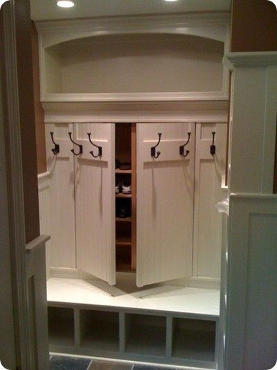 Hidden shoe closet in the mudroom. for all your shoes. @ DIY House Remodel