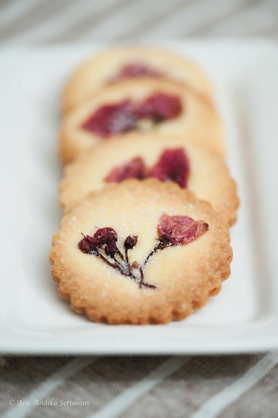 sakura cookies（这个和上面的樱饼，下面的部分糕点一样，用的都是腌渍或风干的樱花