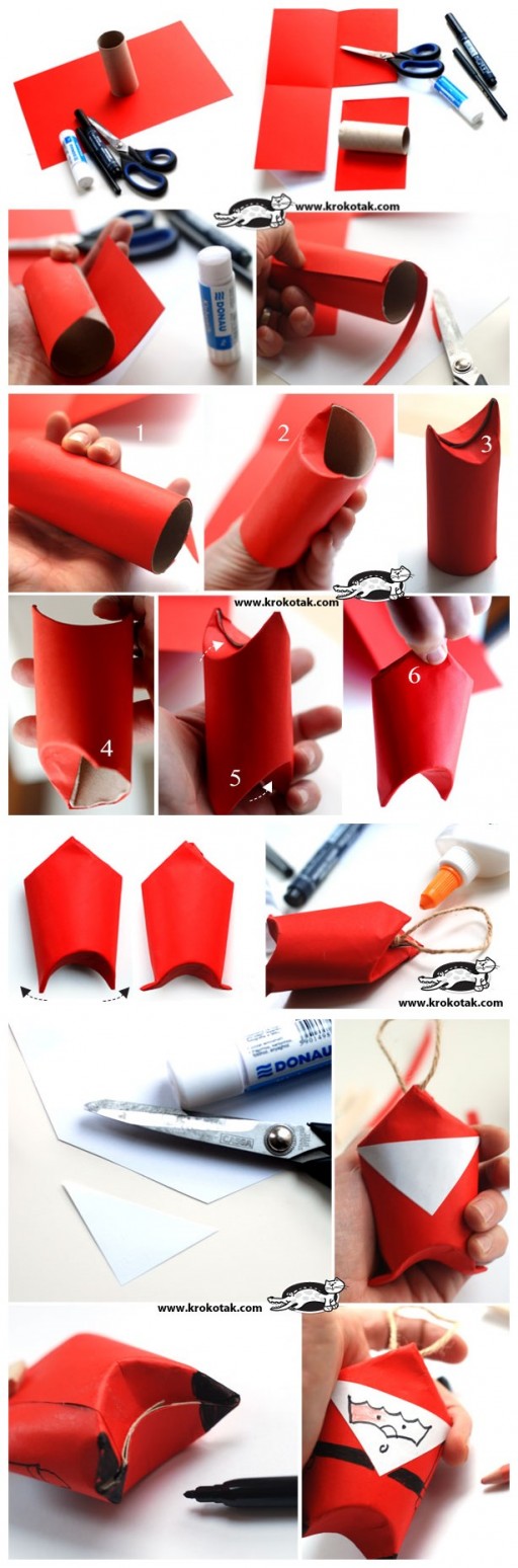 How to make toilet paper roll Santa step by step DIY