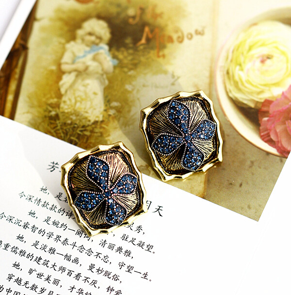 韩国设计师款夸张耳钉华贵的古董质感精致的优雅小细节