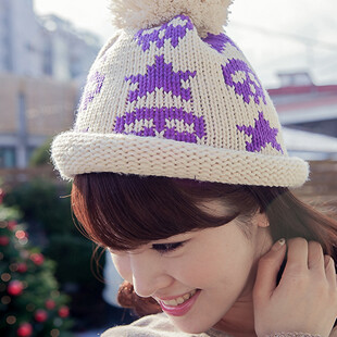 「韩国」潮范儿毛球毛线帽戴的针织小帽子六色（）