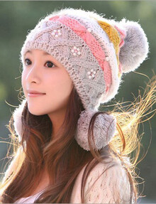 冬日美丽暖暖毛线帽