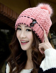 冬日美丽暖暖毛线帽