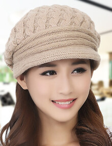 冬日美丽暖暖毛线帽