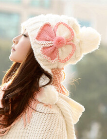 冬日美丽暖暖毛线帽