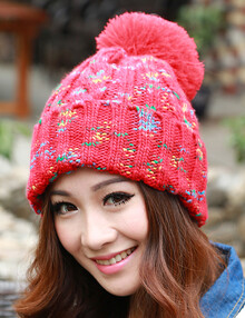 冬日美丽暖暖毛线帽