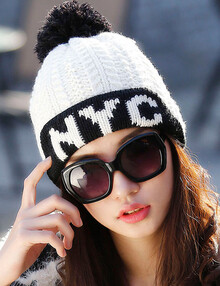 冬日美丽暖暖毛线帽