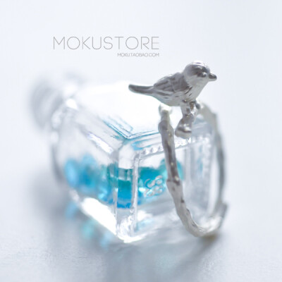 MokuStore●分享●清新森林系银色小鸟戒指Yoursong