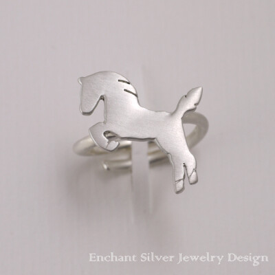 Enchant台湾原创手工纯银戒指本命年马戒指食指戒男女情侣对戒