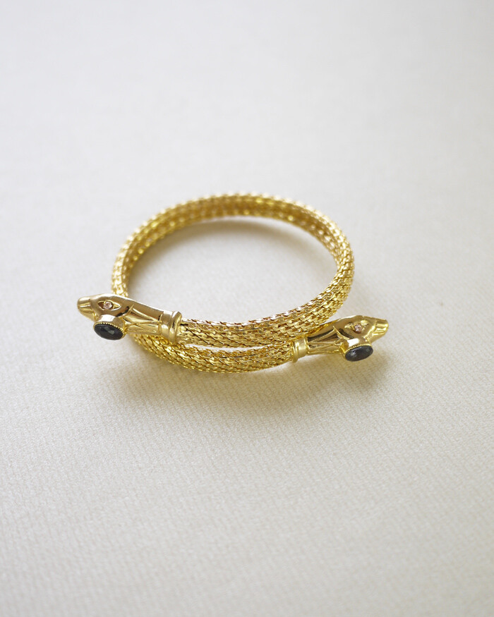 欧美高端大牌St**打标金色小蛇缠绕细手镯简约时尚可调节尺寸