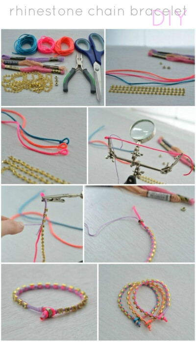 DIY: Pulsera con cadena de cristales / Rhinestone chain bracelet. Embellishment. Crystals. DIY. Bracelet.