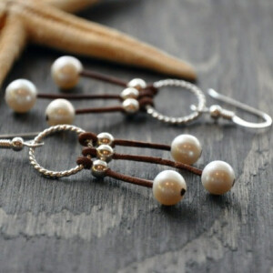 Pearl and Leather Earrings