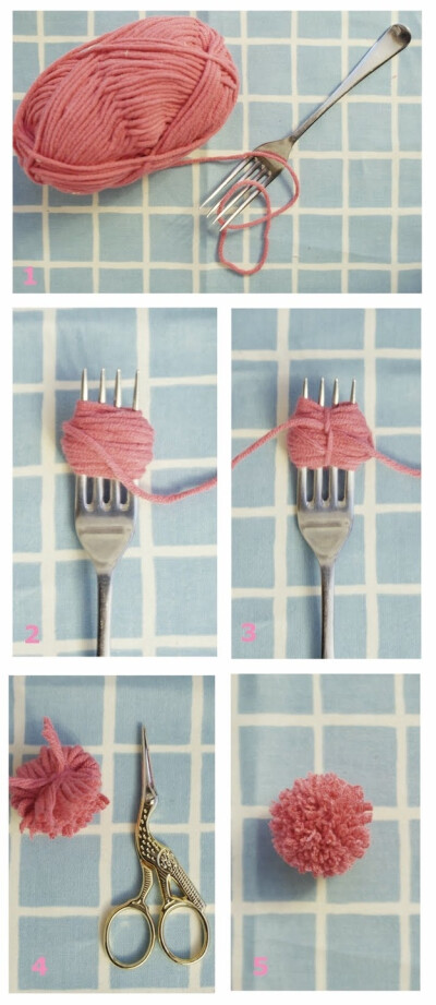 tiny pom-poms with a fork