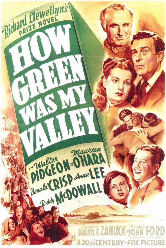 第14届奥斯卡金像奖《青山翠谷》How Green Was My Valley （1941）：影片透过男主角的旁白和摄影机的移动将时光带回数年前，家庭中发生的种种不幸及家破人亡的过程，在影片营造的气氛及表现的亲情使之蒙上了一曾散文诗的朦胧美。导演在悲剧气息浓厚的情节中，仍设法营造出一些喜趣效果，让观众得到情绪上的平衡。