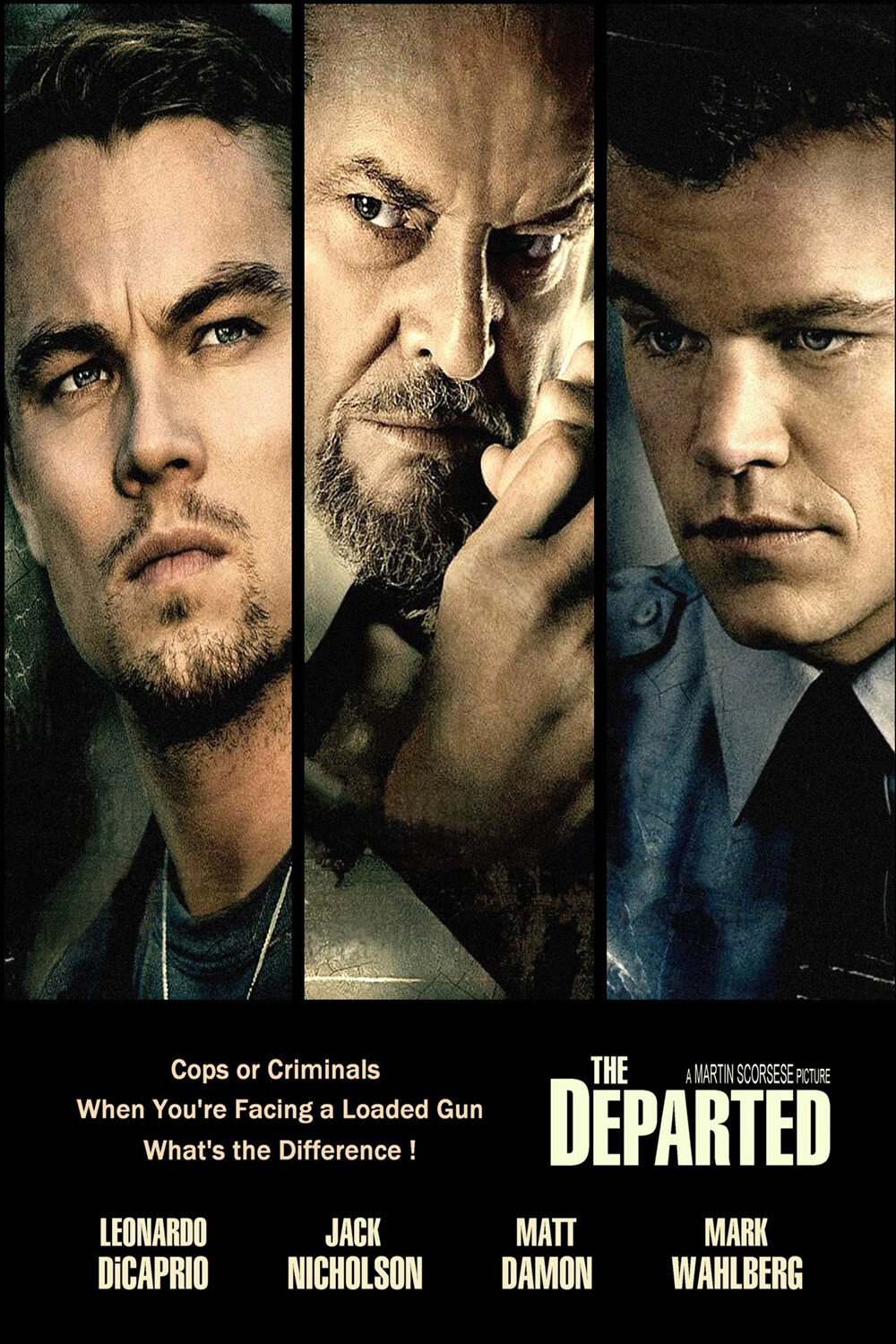 第79届奥斯卡金像奖《无间行者》The Departed：在黑帮的火拼中开始，在人性的泯灭中结束，这是一个悲剧成分大于犯罪体系的道德伦理片。