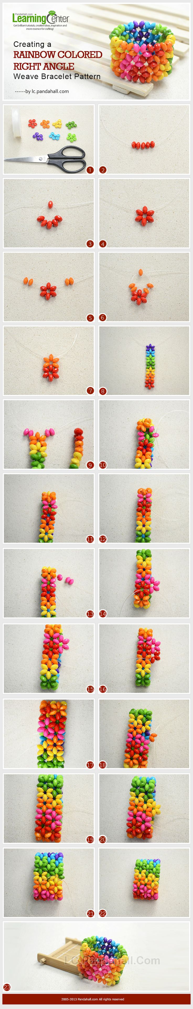 Creating a Rainbow Colored Right Angle Weave Bracelet Pattern