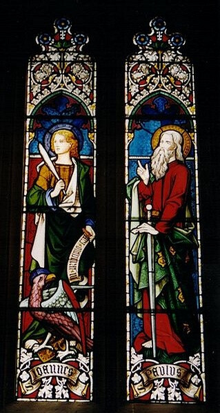 Detail, Apostles John and Paul, Hardman of Birmingham, 1861-67,