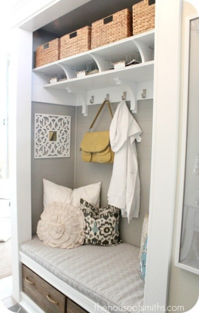 instant mudroom, cute idea for a entry closet