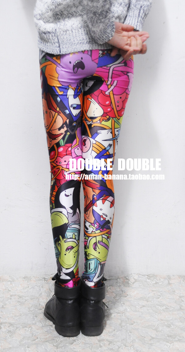 Finn &amp; Jake Print Leggings探险活宝超弹修身经典打底裤