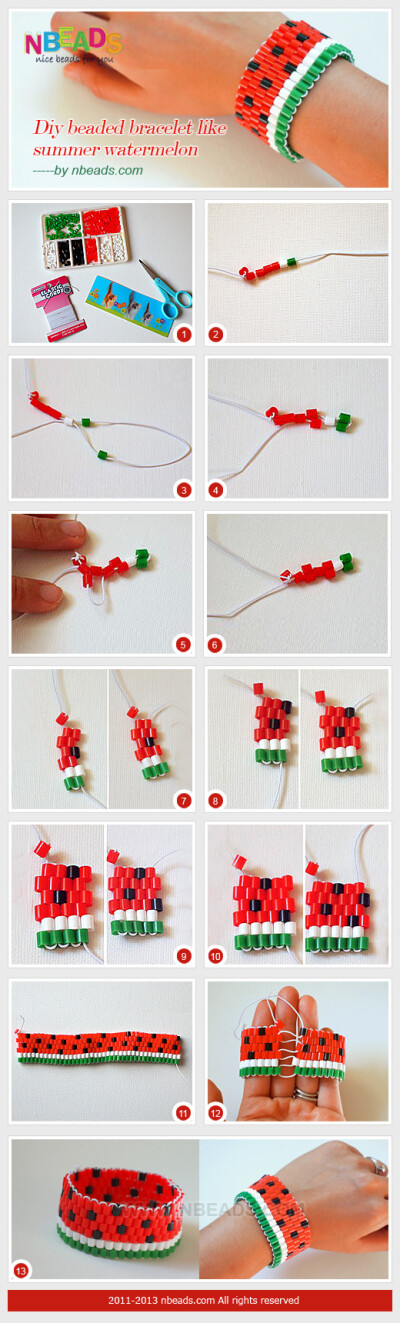 diy beaded bracelet like summer watermelon