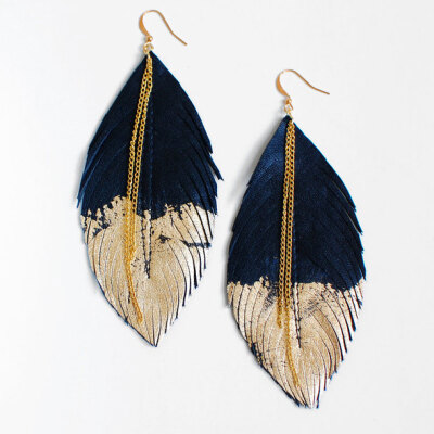 Feather Earrings Black