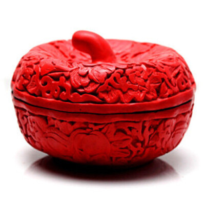 如怡 民族风特色中国红柿子漆雕首饰盒 结婚礼物 雕漆 红色本命年