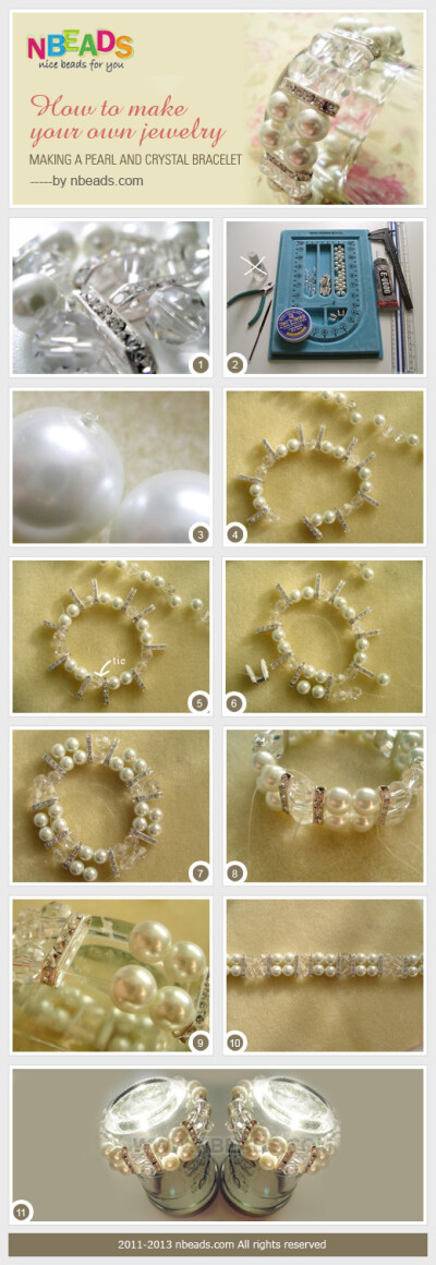 一个珍珠和水晶手链